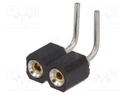 Socket; pin strips; female; PIN: 2; turned contacts; angled 90°