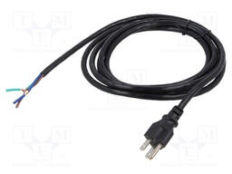 POWER CORD, NEMA 5-15P/FREE END, 3M, 10A