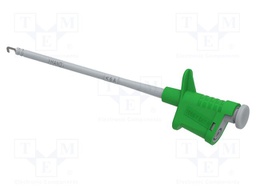 Clip-on probe; hook type; 6A; green; Contacts: brass; 4mm; L: 158mm