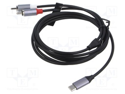 Cable; RCA plug x2,USB C plug; nickel plated; 2m; black