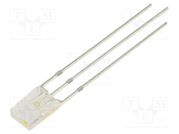 LED; white,red; rectangular; 2x5x7mm; bicolour; 500÷750mcd; 120°