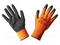 Protective gloves; Size: 9; black-orange; nitryl,polyester