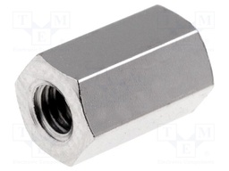 Screwed spacer sleeve; Int.thread: M3; 8mm; brass; nickel