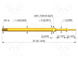 Test needle; Spring compression: 4mm; 5mm; 8A; CuBe; gold-plated