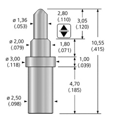Test needle; Operational spring compression: 1.52mm; 2A; 0.3N