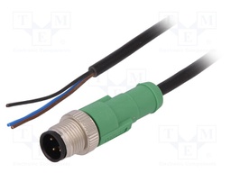 Connection lead; M12; PIN: 3; straight; 3m; plug; 250VAC; 4A; 250VDC