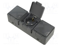 Connector: AC supply; socket; 2P+PE; 250VAC; 16A; brown; wall mount
