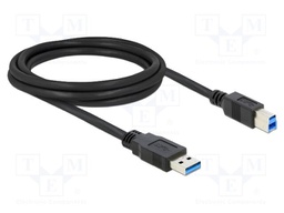 Cable; USB A plug,USB B plug; gold-plated; 2m; black; Cu; 5Gbps