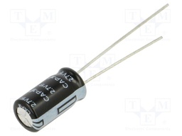 Supercapacitor; THT; 1F; 2.7VDC; ±20%; Ø6.3x12mm; -40÷70°C; EDLC