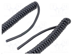 Wire: coiled; 8x0,5mm2; unshielded; PUR; black; 500V; 1m; 4m; Class: 5