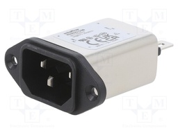 Filtered IEC Power Entry Module, IEC C14, General Purpose, 3 A, 250 VAC