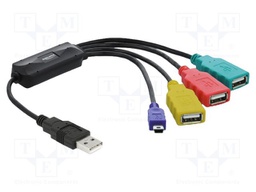 Cable; USB 2.0; USB A socket x3,USB A plug,USB B mini plug
