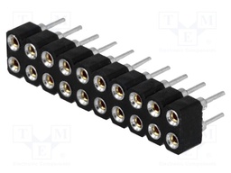 Socket; pin strips; female; PIN: 20; turned contacts; straight