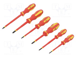 Kit: screwdrivers; insulated; 1kVAC; Phillips,slot; 6pcs.