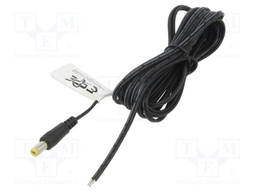 Cable; 2x0.52mm2; DC 5,5/2,5 plug; straight; black; 3m; -25÷70°C