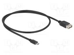 Cable; USB 2.0; gold-plated; 0.5m; black; 24AWG,28AWG; 480Mbps