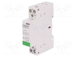 Contactor: 2-pole installation; NC + NO; 230VAC; 25A; DIN; IKA