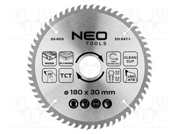 Circular saw; Ø: 180mm; Teeth: 60; cemented carbide; Øhole: 30mm