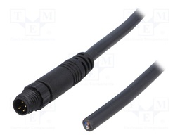 Connector: M8; 2m; male; PIN: 4; straight; plug; 3A; 30V; IP67
