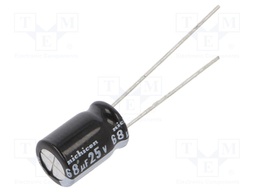 Capacitor: electrolytic; THT; 68uF; 25VDC; Ø8x11.5mm; Pitch: 3.5mm