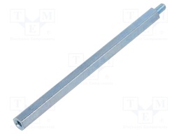 Screwed spacer sleeve; 100mm; Int.thread: M4; Ext.thread: M4; zinc