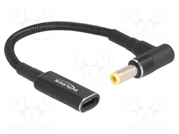 Cable; USB C socket,DC 5,5/2,5 plug; angled,straight; black