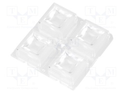 LED lens; square; transparent; 43÷57°; H: 8.5mm; Ømount.hole: 3.1mm
