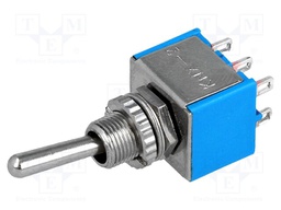 Switch: toggle; Pos: 2; DPDT; ON-ON; 3A/250VAC; Leads: for soldering