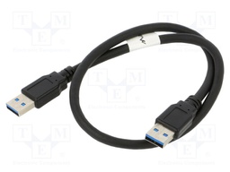 Cable; USB 3.0; USB A plug x2; nickel plated; 0.5m; black; Core: Cu