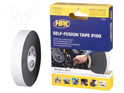 Tape: self-amalgamating; black; 19mm; L: 10m; Thk: 500um; max.90°C