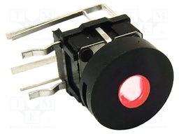 Microswitch TACT; SPST-NO; Pos: 2; 0.05A/12VDC; THT; LED; red; 1.57N