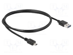 Cable; USB 2.0; USB A plug double sided,USB B mini plug; 1m