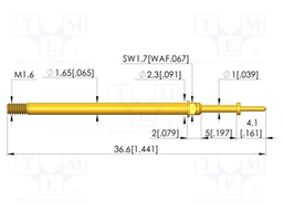 Test needle; Spring compression: 4mm; 5mm; 8A; CuBe; gold-plated