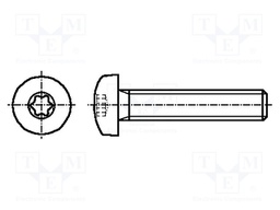 Screw; M4x20; Head: button; Torx®; A2 stainless steel; TX20