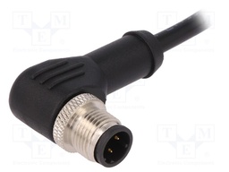 Plug; M12; PIN: 4; male; D code-Ethernet; IP67; 250V; 4A; angled; 1m