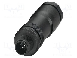 Connector: M12; plug; PIN: 5; 48V; straight; IP67; screw terminal