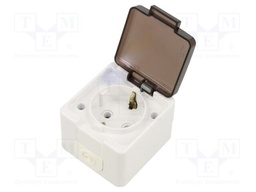 Connector: AC supply; socket; 2P+PE; 250VAC; 16A; white; wall mount