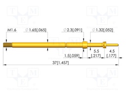 Test needle; Spring compression: 4mm; 5mm; 5A; CuBe; gold-plated