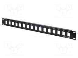 Patch panel; Keystone; black; Number of ports: 16; 19"; rack 19"