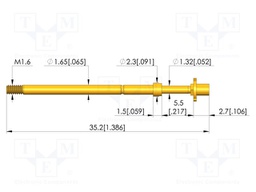 Test needle; Spring compression: 4mm; 5mm; 8A; CuBe; gold-plated