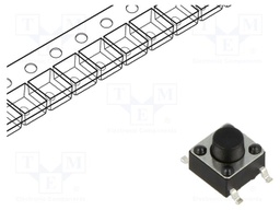 Microswitch TACT; SPST; Pos: 2; 0.05A/12VDC; SMT; 2.45N; 6x6x3.5mm