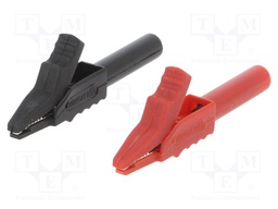 Crocodile clip; 15A; black,red; max.12mm; 300V