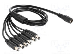 Cable; DC 5,5/2,1 plug x6,DC 5,5/2,1 socket; straight; black