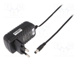Power supply: switched-mode; 12VDC; 1A; Out: 5,5/2,1; 12W; Plug: EU