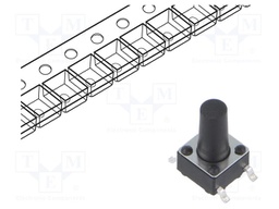 Microswitch TACT; SPST; Pos: 2; 0.05A/12VDC; SMT; 1.57N; 6x6x3.5mm