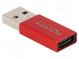 Adapter; USB 2.0; USB A plug,USB C socket; Connector colour: red