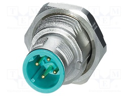 Connector: M12; socket; PIN: 4; male; 48V; straight; THT; D code; 4A