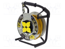 Extension lead; reel,with non-rotating sockets; Sockets: 4; 25m