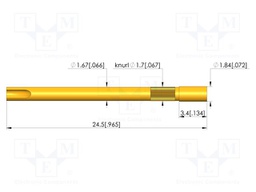 Test probe socket; gold-plated; KS-899; soldered; L: 24.5mm