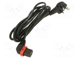 Cable; BS 1363 (G) plug,IEC C13 female 90°; 3m; black; 10A; 250V